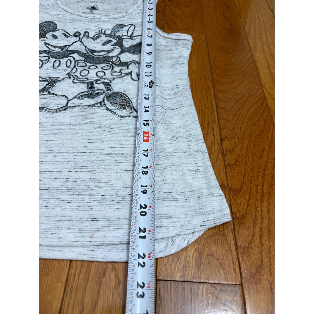 Disney Mickey Minnie Mouse Graphic Tank Top Gray Space Dye Silver Foil XS - Picture 5 of 7